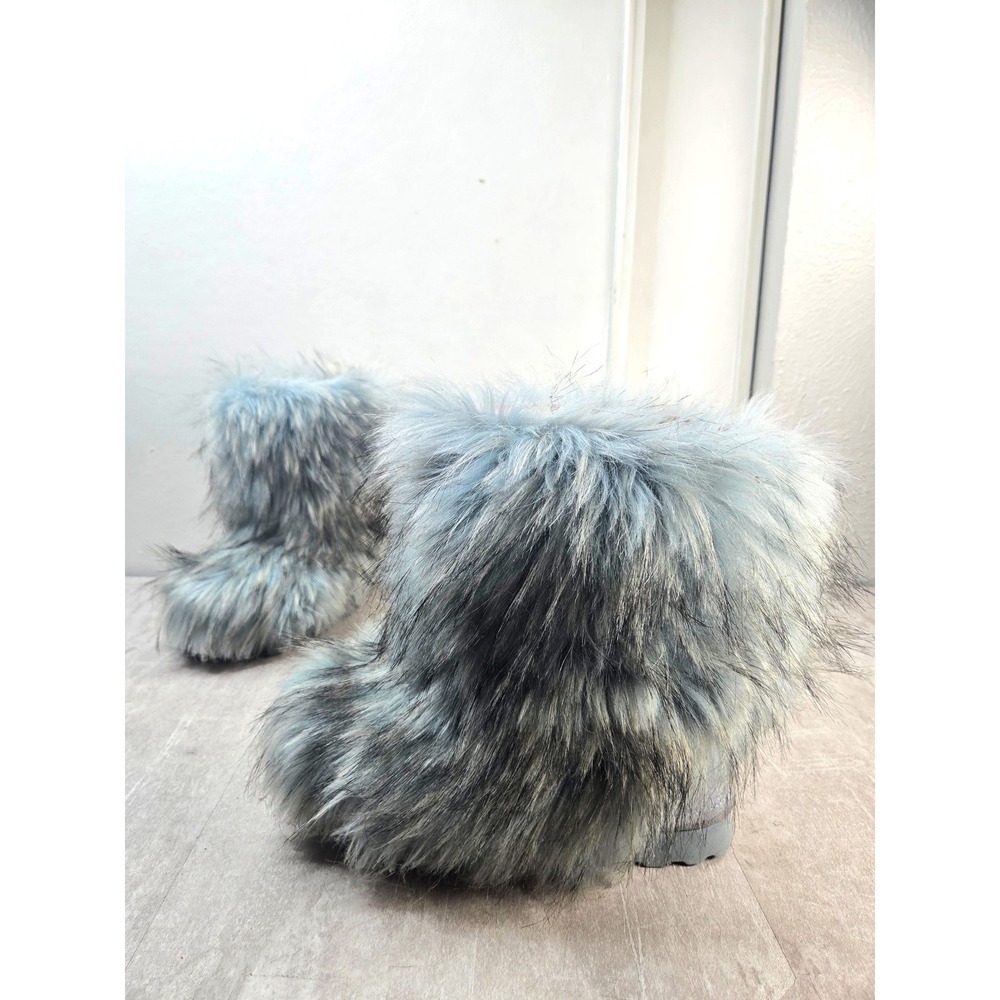 Bearpaw Faux Fur Winter Boots 8 Blue Suede Sheepskin Lined Yeti Y2K Snow Booties